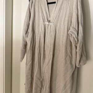 Beige Long Sleeve Linen Cardigan